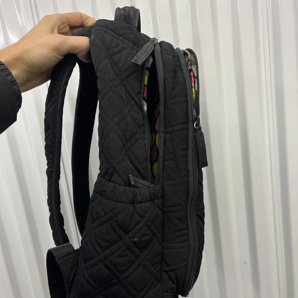 Vera Bradley Women's Backpack Black Cotton Quilted Adjustable Strap Bag - Picture 3 of 11